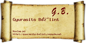 Gyurasits Bálint névjegykártya